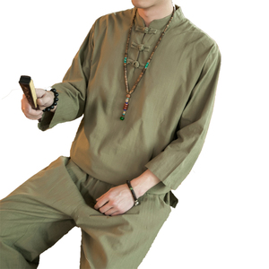 风男女禅服茶服居士服中式唐装盘扣汉服宽松大码套装A801 P85图片