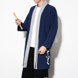 风秋季复古中长开衫外套男中式禅服汉服披风风衣男JK617P85，男装风衣，钱塘788(原4013)