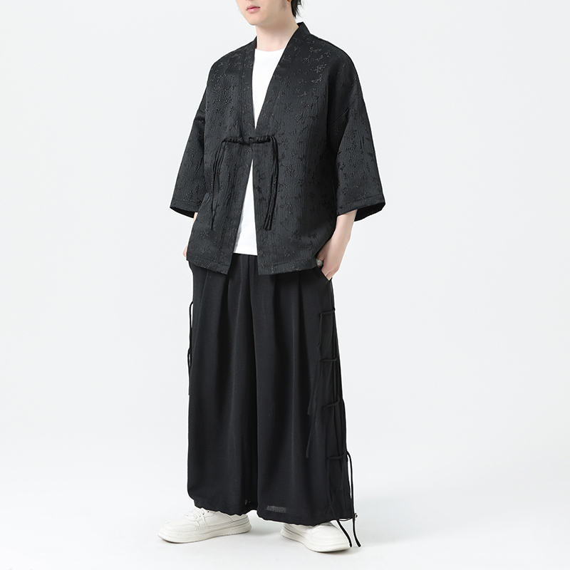 新中式风夏季开衫汉服休闲套装男上衣M152P60裤M161P50，男装休闲套装，钱塘788(原4013)
