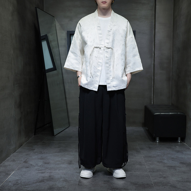 新中式风夏季开衫汉服休闲套装男上衣M152P60裤M161P50,男装休闲套装,钱塘788(原4013)