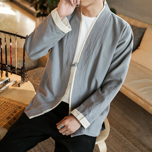 新中式风唐装男士秋古装汉服民族风茶禅服开衫外套 JK602 P90图片