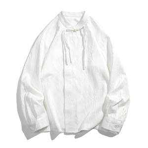 秋装新中式潮风潮流苏盘扣唐装宽松长袖衬衫男女外套 C516 P65,男装衬衫,钱塘788(原4013)