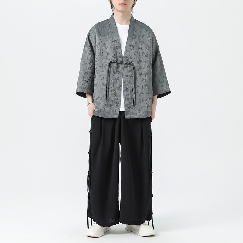 新中式风夏季开衫汉服休闲套装男上衣M152P60裤M161P50,男装休闲套装,钱塘788(原4013)