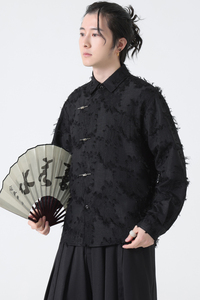 秋装新中式风唐装金属盘扣流苏长袖衬衫男女衬衣外套 C518 P68图片