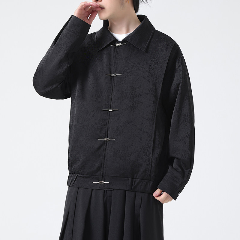 秋季新中式潮风金属盘扣宽松翻领休闲夹克男女外套JK622P110,男装夹克,钱塘788(原4013)