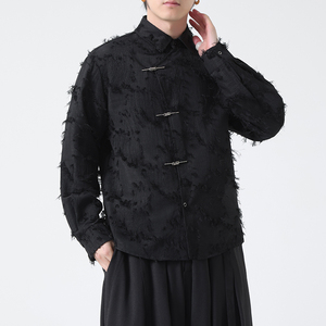 秋新中式风唐装金属盘扣流苏长袖衬衫男衬衣小外套 C518 P68图片