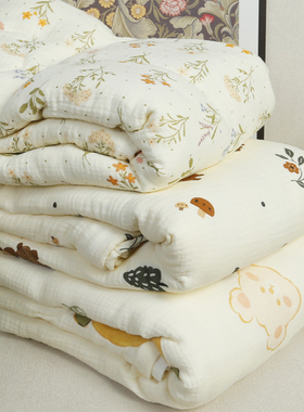 全棉双层纱被套a类母婴级儿童纯棉卡通纱布被套三件套1.5x2x2.3m