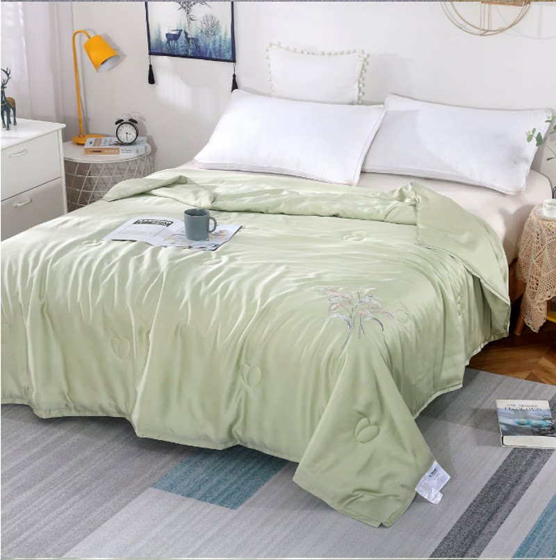 夏季凉感80支天丝夏凉被刺绣丝滑裸睡莱赛尔纤维刺绣空调被可水洗