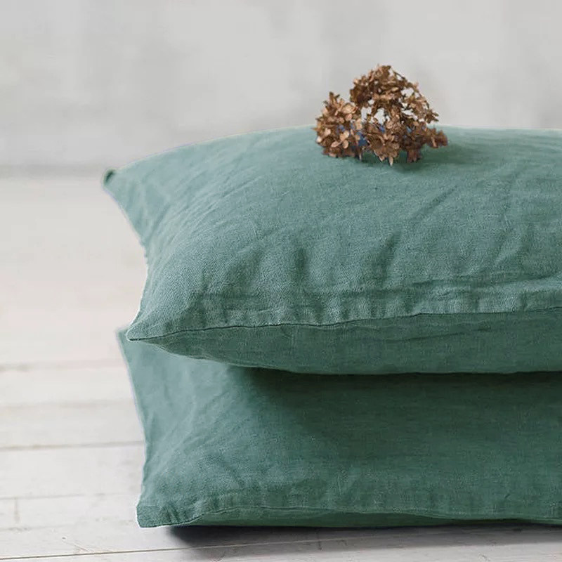 法国进口纯亚麻枕套信封式小号亚麻枕套透气抑菌素色记忆枕芯套