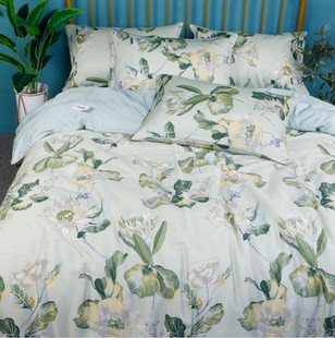 高品质100支兰精天丝印花被套夏季凉感床单莱赛尔纤维被罩亲肤柔