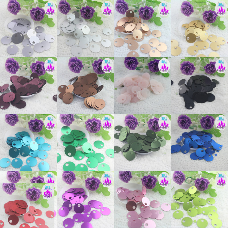 20mm圆形偏特大孔手缝哑光珠片亮片适用手钩毛衣手工DIY婚纱