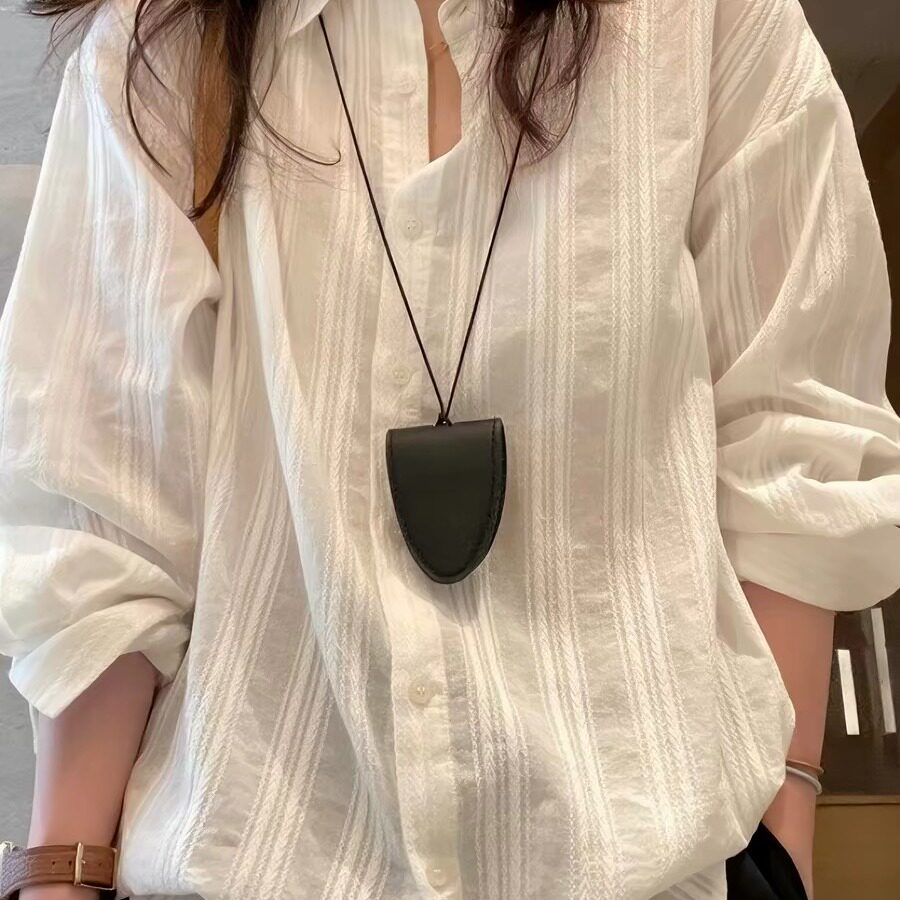 大码女装气质翻领白色衬衫上衣春夏新款胖mm宽松遮肚长袖小衫衬衣