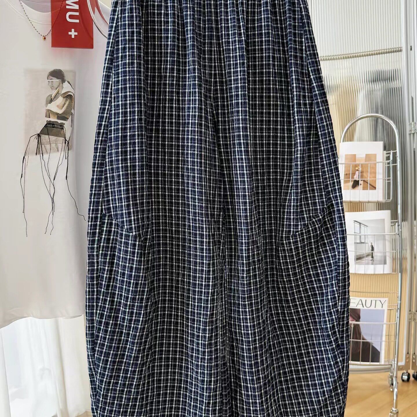 新款慵懒风松弛感裤子女夏季薄复古格子休闲裤巨好看