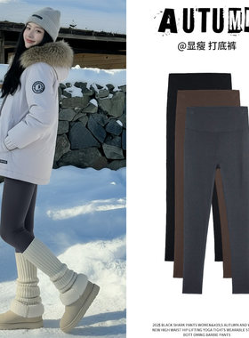 薄款鲨鱼裤女外穿春加厚保暖棉裤外穿灰色春天胖mm大码瑜伽打底裤