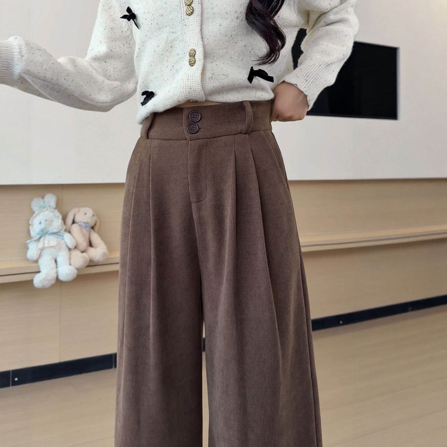 窄版直筒裤女2026新款秋冬美拉德穿搭高腰显瘦小个子灯芯绒阔腿裤