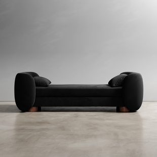 璞风意式极简侘寂风法式奶油风羊羔绒布艺软包床尾凳北欧沙发长凳