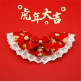 Рождественский слюнявчик, кружевной колокольчик, чокер, красный шарф, нагрудник, кот, домашний питомец