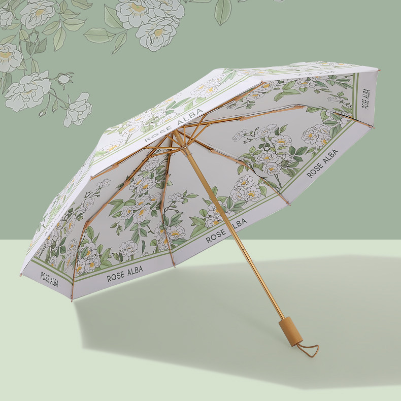 【双层】蔷薇黑胶晴雨两用折叠伞防晒防紫外线太阳伞遮阳伞upf50