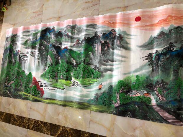 一帆风顺八尺纯手绘聚宝盆山水国画名家真迹字画客厅办公室画