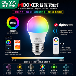 智能球泡氛围灯GU10家用卧室床头2.4G遥控变色彩光RGB+CCT灯泡E27