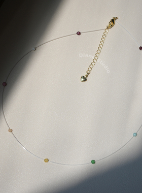 彩虹豆夏日多巴胺度假时髦项链女