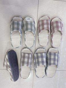 亚麻拖鞋 男w 女秋冬室内外穿防滑居家用鞋 草情侣ins潮春棉麻底拖鞋