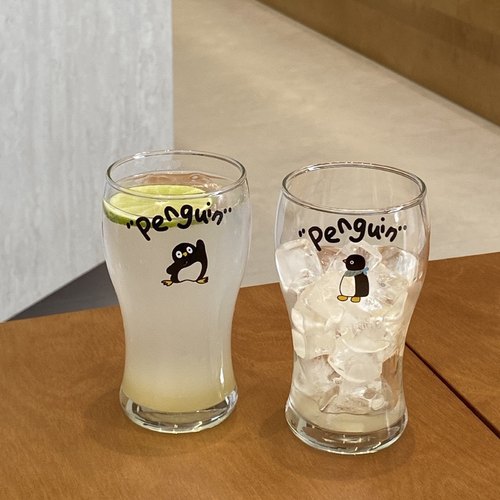 自制可爱大容量企鹅玻璃杯复古果汁啤酒杯耐热冷饮大肚杯饮料杯子
