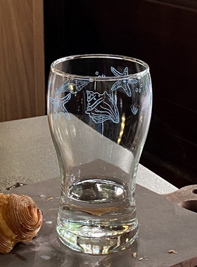 ins风贝壳海星大肚杯大容量冷饮玻璃杯子复古啤酒杯果汁饮料杯