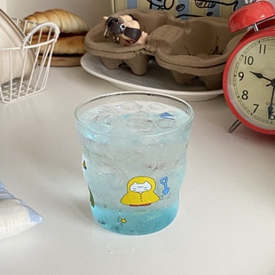 自制雨衣瞌睡小猫玻璃杯不规则咖啡杯高硼硅礼物水杯耐高温杯子