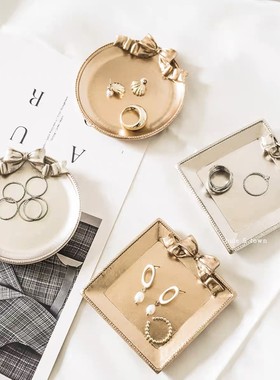 金属色耳钉拍照道具树脂托盘