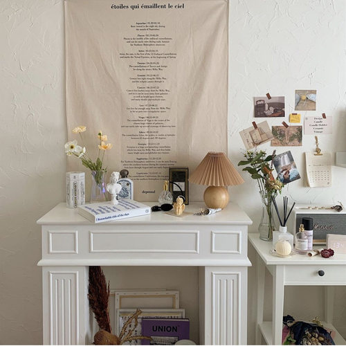 ins韩风装饰挂布chic餐巾背景布民宿酒店卧室英文十二星座墙布