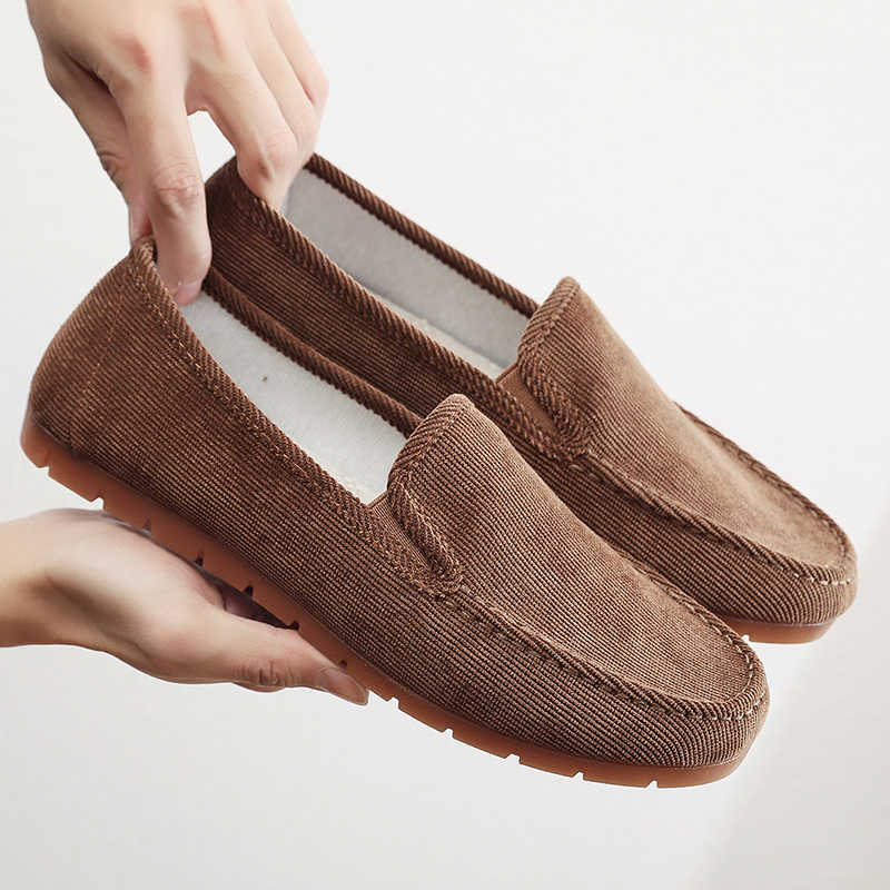 老北京布鞋男士春秋夏季透气防臭一脚蹬懒人驾车鞋条绒豆豆鞋爸爸