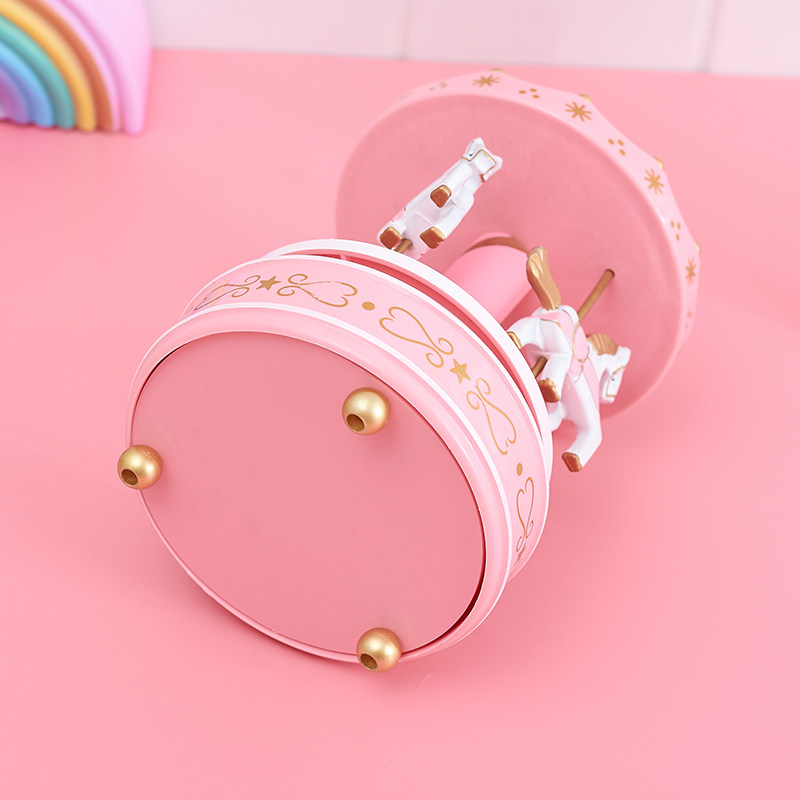 생일 케이크 회전목마 케이크 장식 장식품 뮤직 박스 기능 생일 선물 소녀 뮤직 박스