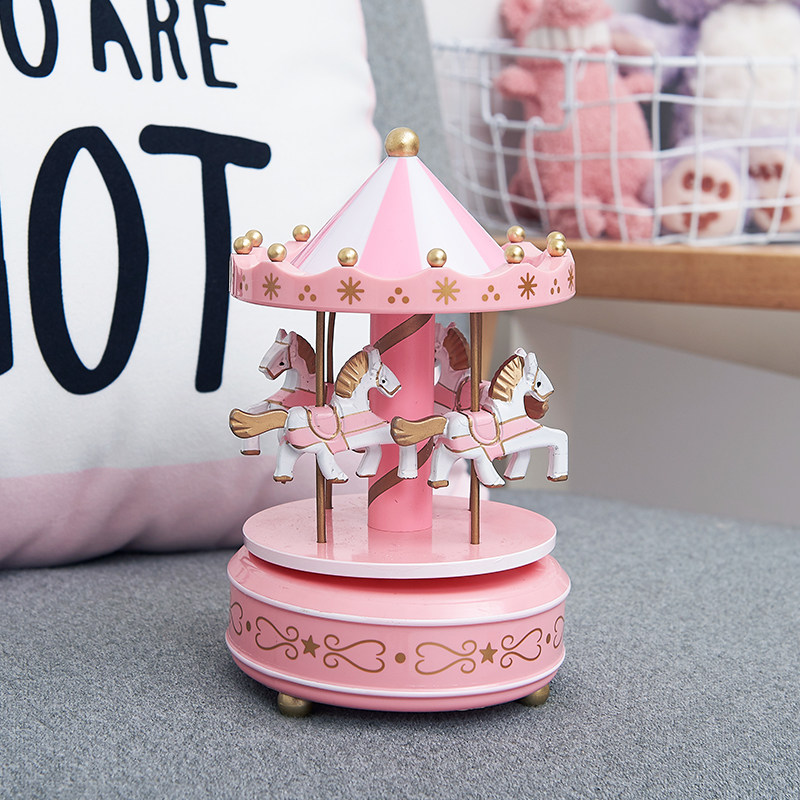 생일 케이크 회전목마 케이크 장식 장식품 뮤직 박스 기능 생일 선물 소녀 뮤직 박스