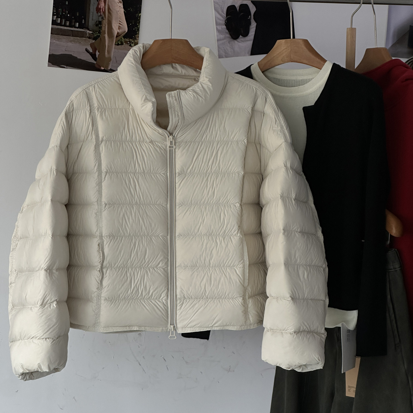 【简约压线立领排骨外套】韩版休闲羽绒服白鸭绒保暖小个子上衣潮