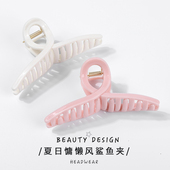 气质简约奶白色樱花粉盘发鲨鱼夹抓夹热卖 女夏后脑勺头发夹子头饰