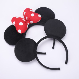 卡通可爱发箍经典波点米奇头箍手工定制款米妮蝴蝶结立体米奇耳朵