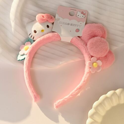 可爱HelloKitty耳朵发箍粉色毛绒Kt猫头箍洗脸发卡头饰发圈