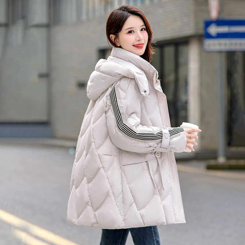 2024年冬季中长款减龄高级感韩版小个子时尚女士宽松加厚棉衣外套