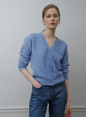 【现货&限时优惠】elborn 毛衣宽松针织秋冬女士开衫外套v领纯色