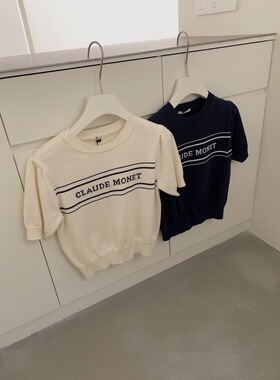 fever同款  depound 韩国设计师品牌 字母印花圆领短袖针织衫T恤