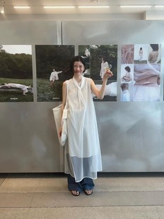 现货 monoha 夏新品 韩国正品代购 女时尚简约纯白透气连衣裙