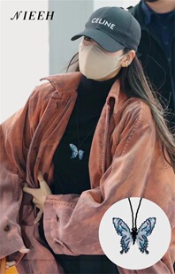 Nieeh 日本纯手工制作蝴蝶项链 Lisa同款蝴蝶吊坠挂件百搭装饰