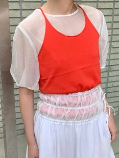 monoha 夏新品 韩国正品代购    女百搭背心薄纱短袖内外搭