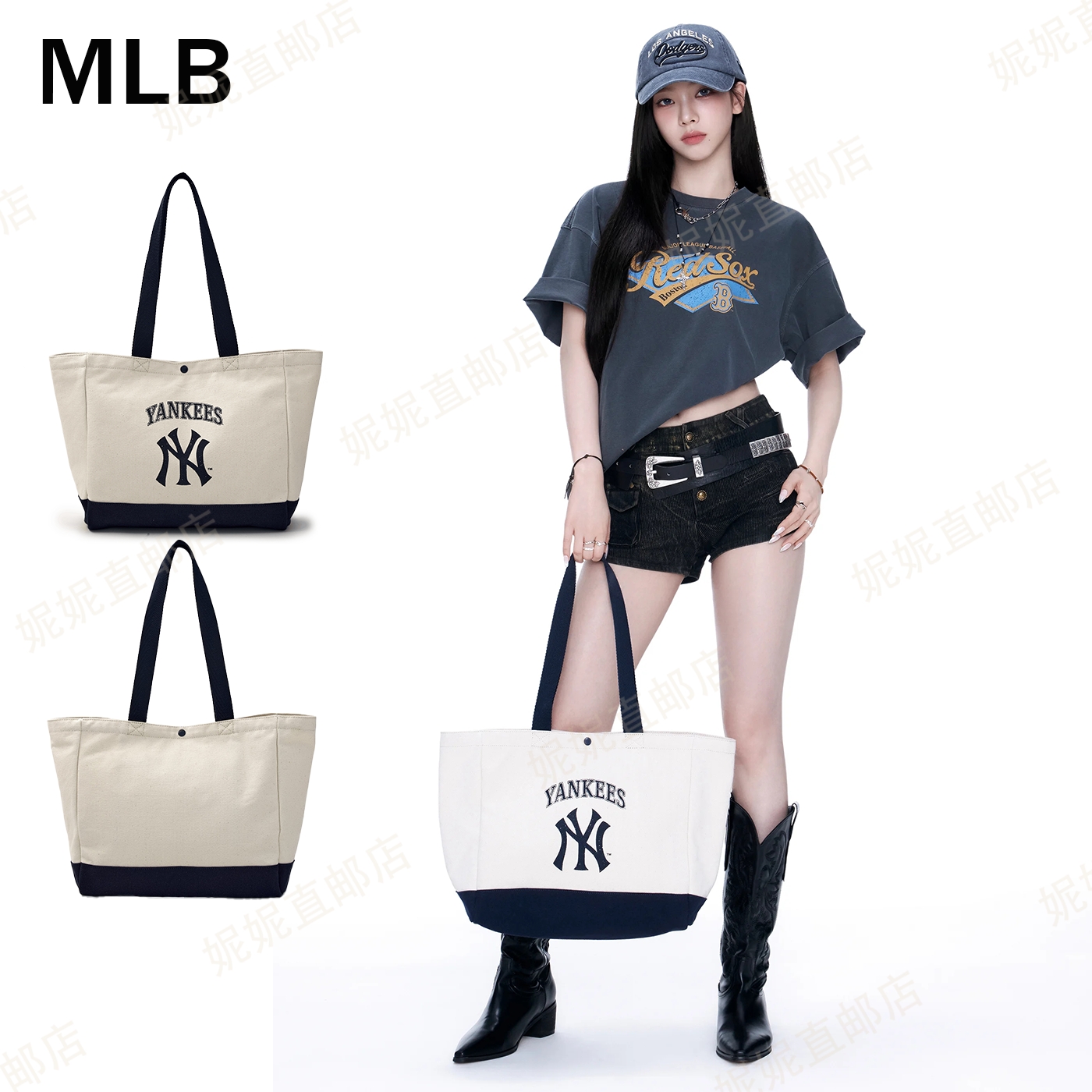 Ni 妮韩国直邮25新款柳智敏同款托特包学院风撞色印花3AORV015N