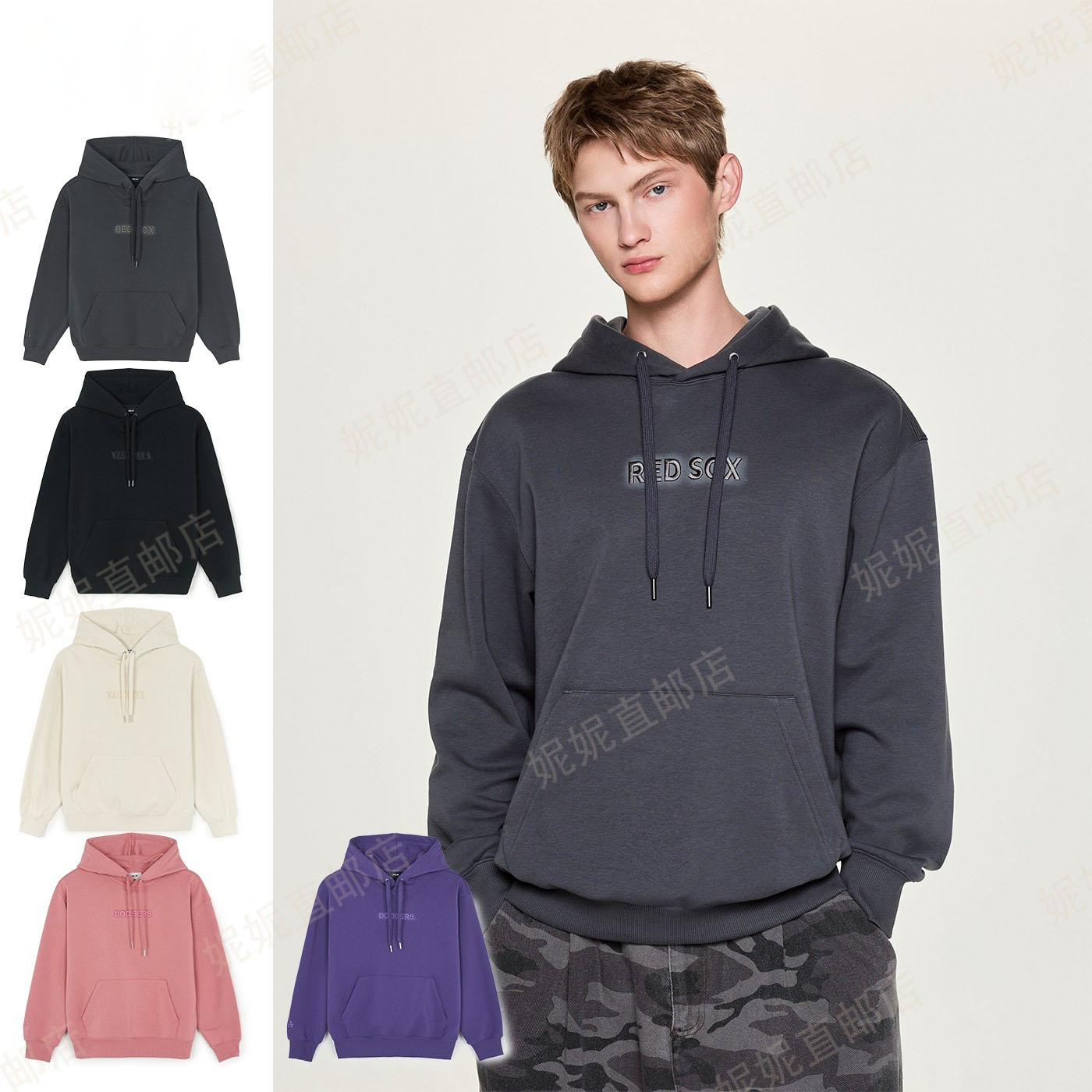 Ni 妮韩国直邮25新款字母徽标落肩连帽长袖卫衣男女同款3AHDB0256