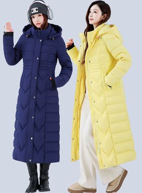 羽绒服女大码加长款修身加厚过膝白鸭绒2026新款胖mm防寒东北时尚