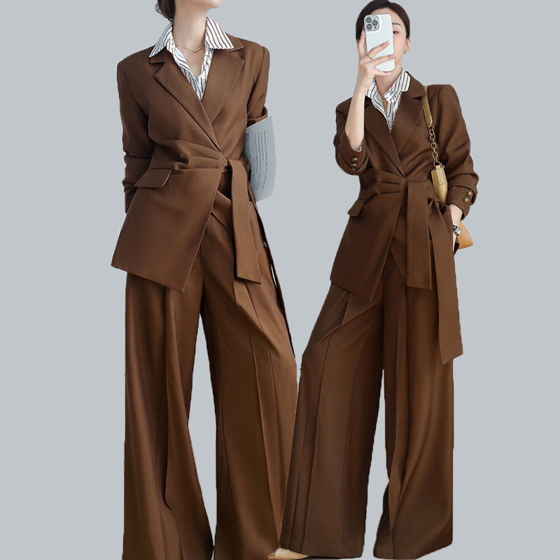 高档大码女装职业西服装套装显瘦胖mm春秋季阔腿裤两件套200斤潮