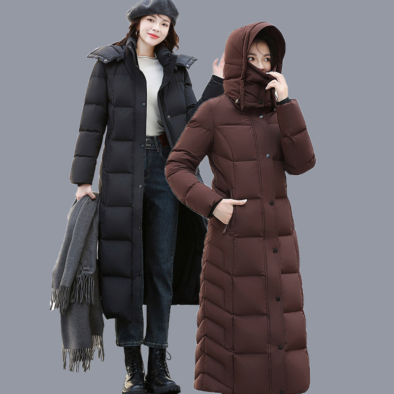 25冬新款95高绒羽绒服女胖mm大码加长款时尚修身过膝东北保暖加厚