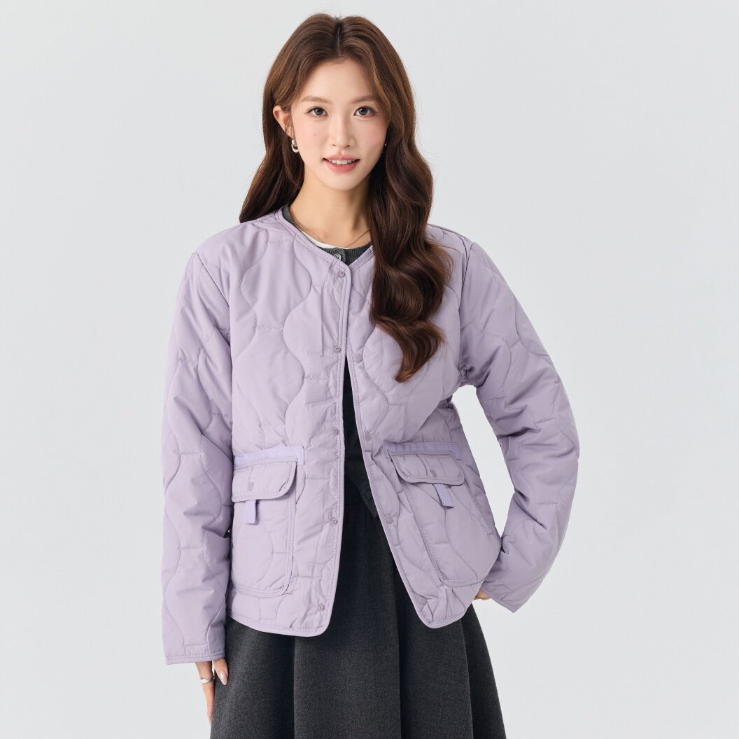 秋冬短外套女装长袖棉服防水宽松型无领保暖棉衣内胆外穿户外轻薄